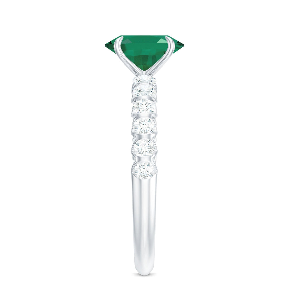 Emerald Engagement Ring – 1.2 Carat Oval Emerald with Diamond Side Stones | Claw Setting