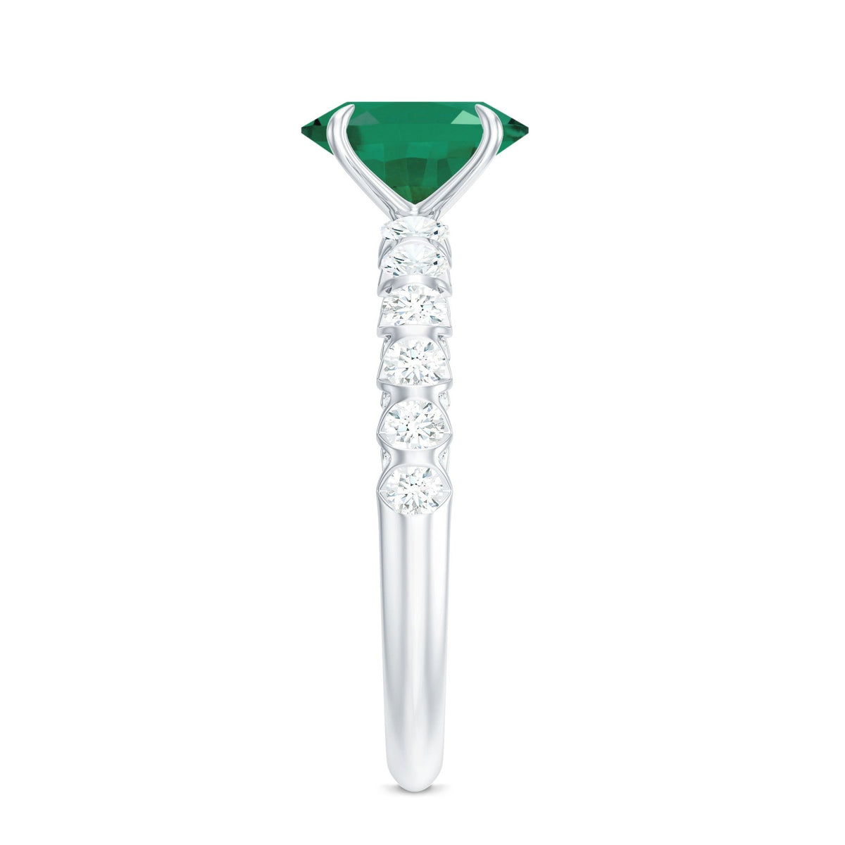 Emerald Engagement Ring – 1.2 Carat Oval Emerald with Diamond Side Stones | Claw Setting