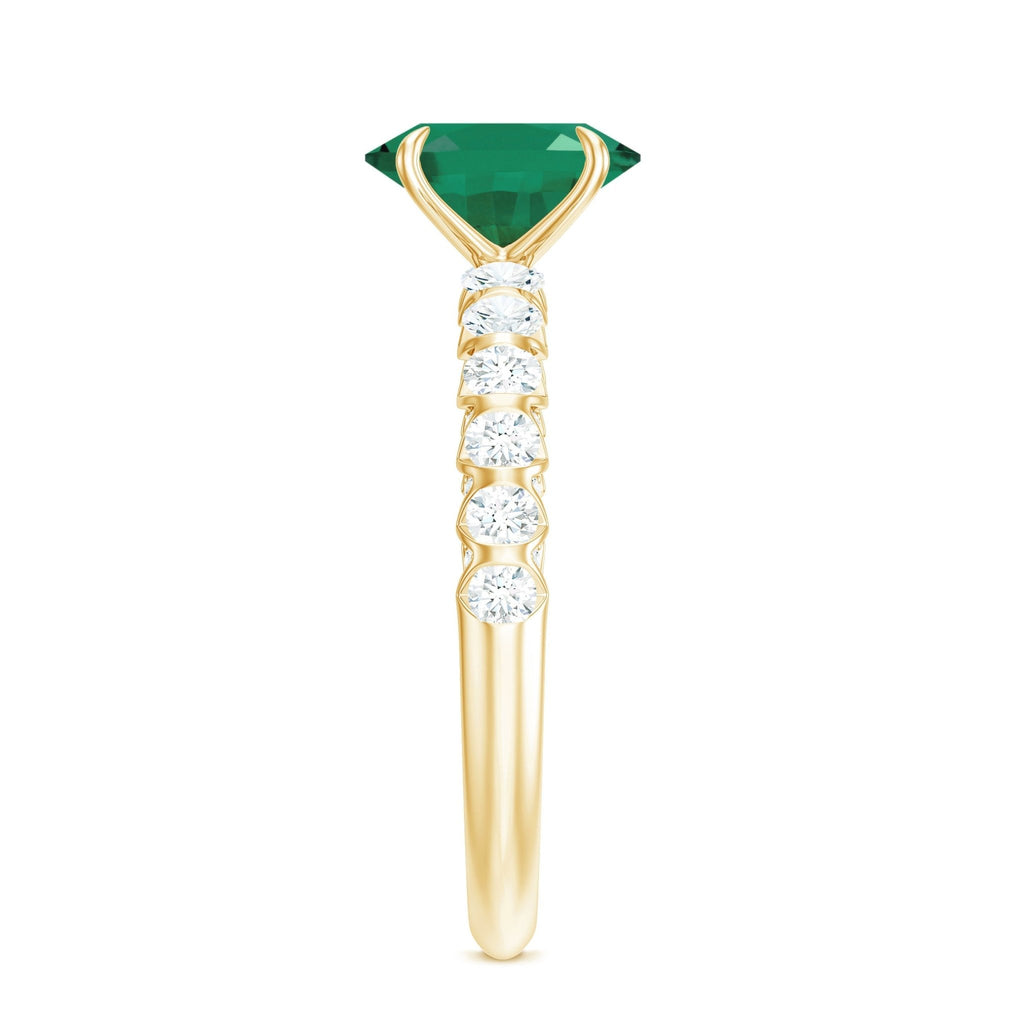 Emerald Engagement Ring – 1.2 Carat Oval Emerald with Diamond Side Stones | Claw Setting