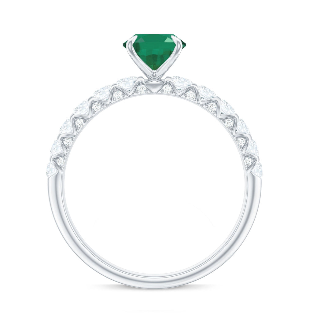Emerald Engagement Ring – 1.2 Carat Oval Emerald with Diamond Side Stones | Claw Setting