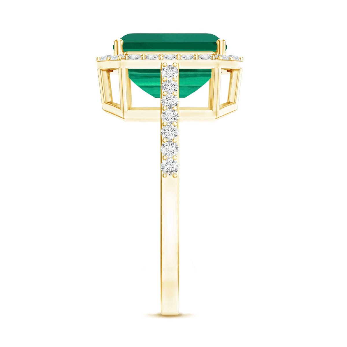 Emerald Engagement Ring – Lab Grown Emerald Cut 3 Carat Diamond Halo Ring