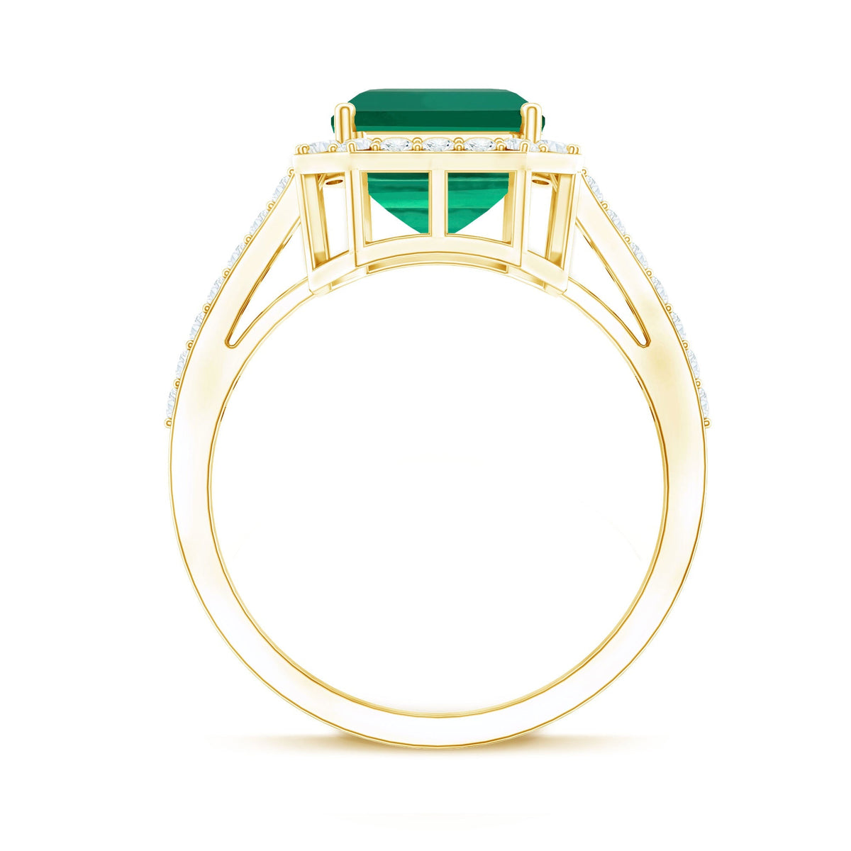 Emerald Engagement Ring – Lab Grown Emerald Cut 3 Carat Diamond Halo Ring