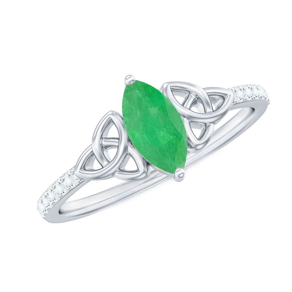 Emerald Engagement Ring – Marquise Cut Celtic Knot with AAA Quality Diamonds