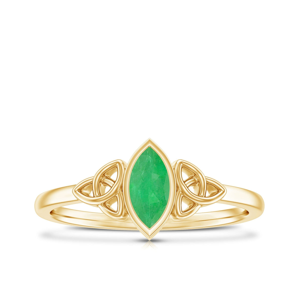 Emerald Engagement Ring – Marquise Cut Natural Emerald With Protective Bezel Setting