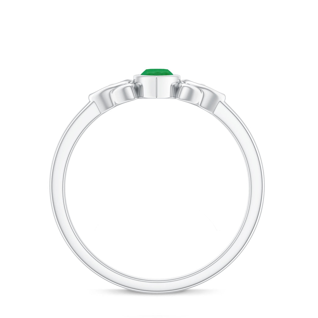 Emerald Engagement Ring – Marquise Cut Natural Emerald With Protective Bezel Setting
