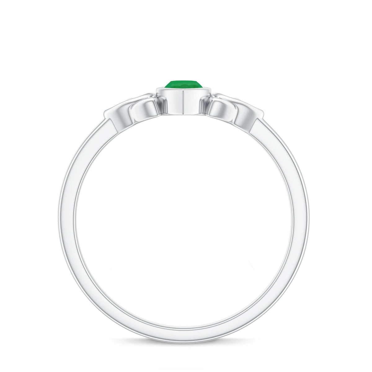 Emerald Engagement Ring – Marquise Cut Natural Emerald With Protective Bezel Setting