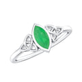 Emerald Engagement Ring – Marquise Cut Natural Emerald With Protective Bezel Setting