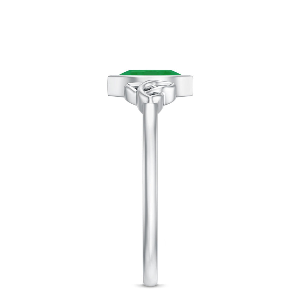 Emerald Engagement Ring – Marquise Cut Natural Emerald With Protective Bezel Setting
