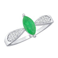 Emerald Engagement Ring – Marquise Diamond Solitaire with Pinched Shank Design
