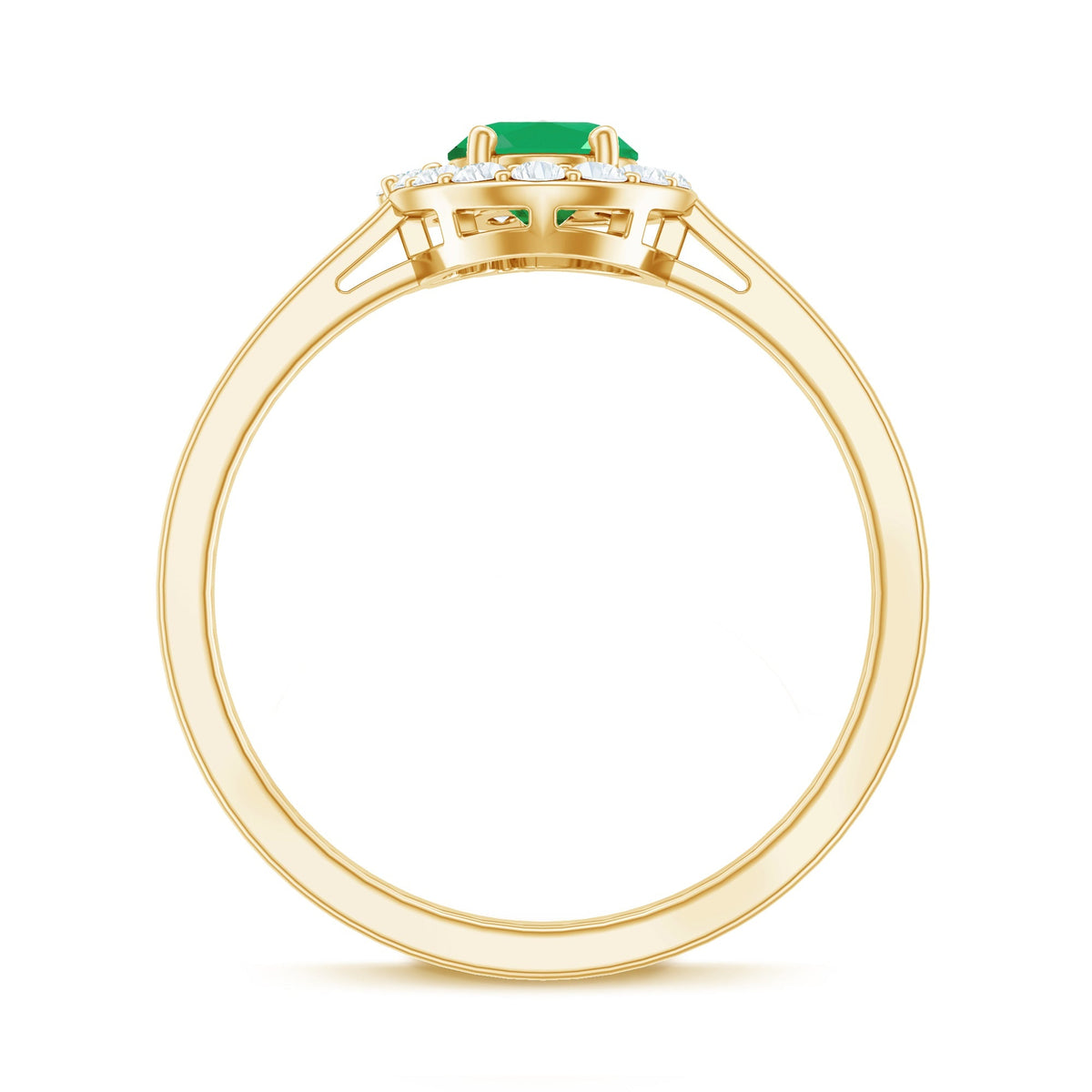 Emerald Engagement Ring – Natural Oval Emerald with Diamond Halo | Rosec Jewels