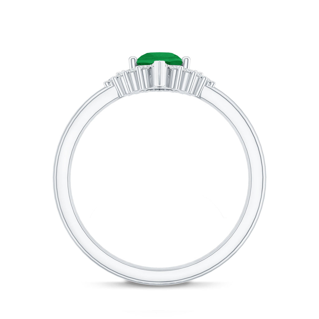 Emerald Engagement Ring Pear Shape – Vibrant Green Emerald & Diamond Wedding Band Set