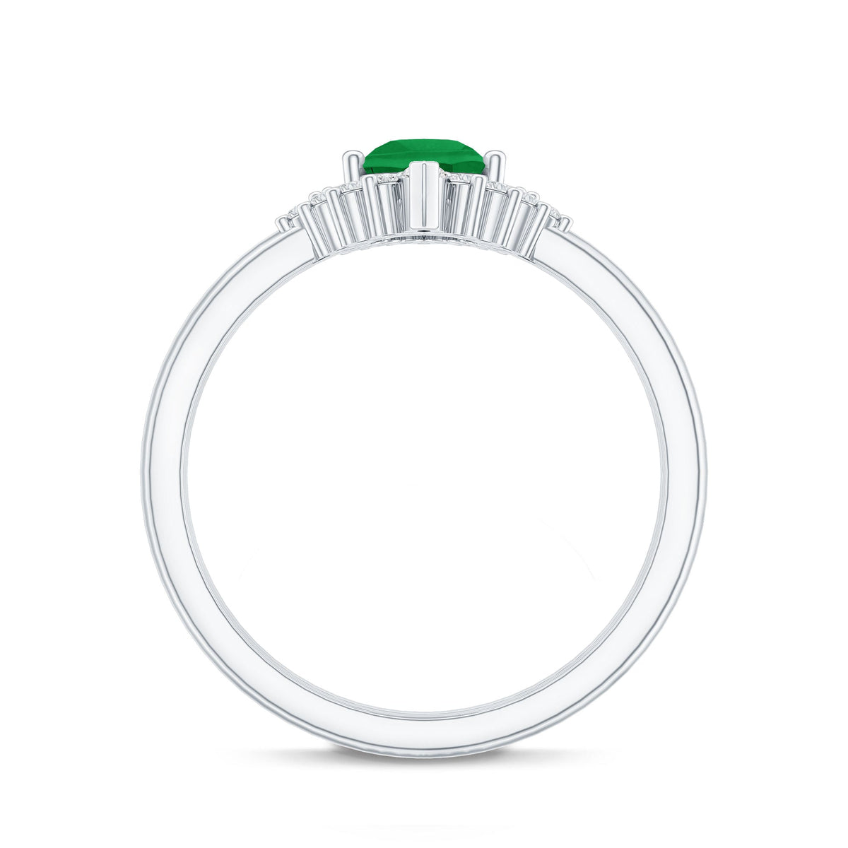 Emerald Engagement Ring Pear Shape – Vibrant Green Emerald & Diamond Wedding Band Set