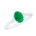 Emerald Engagement Ring - Solitaire 5x7 MM Oval Emerald with Diamonds | AAA Quality