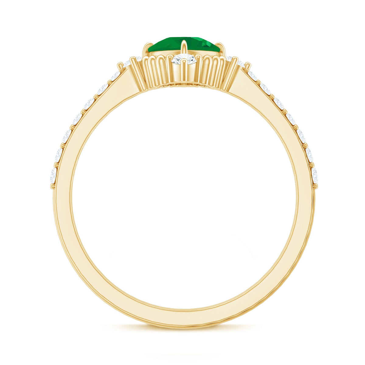 Emerald Engagement Ring – Vintage Cushion Cut Diamond Ring with Beaded Detailing