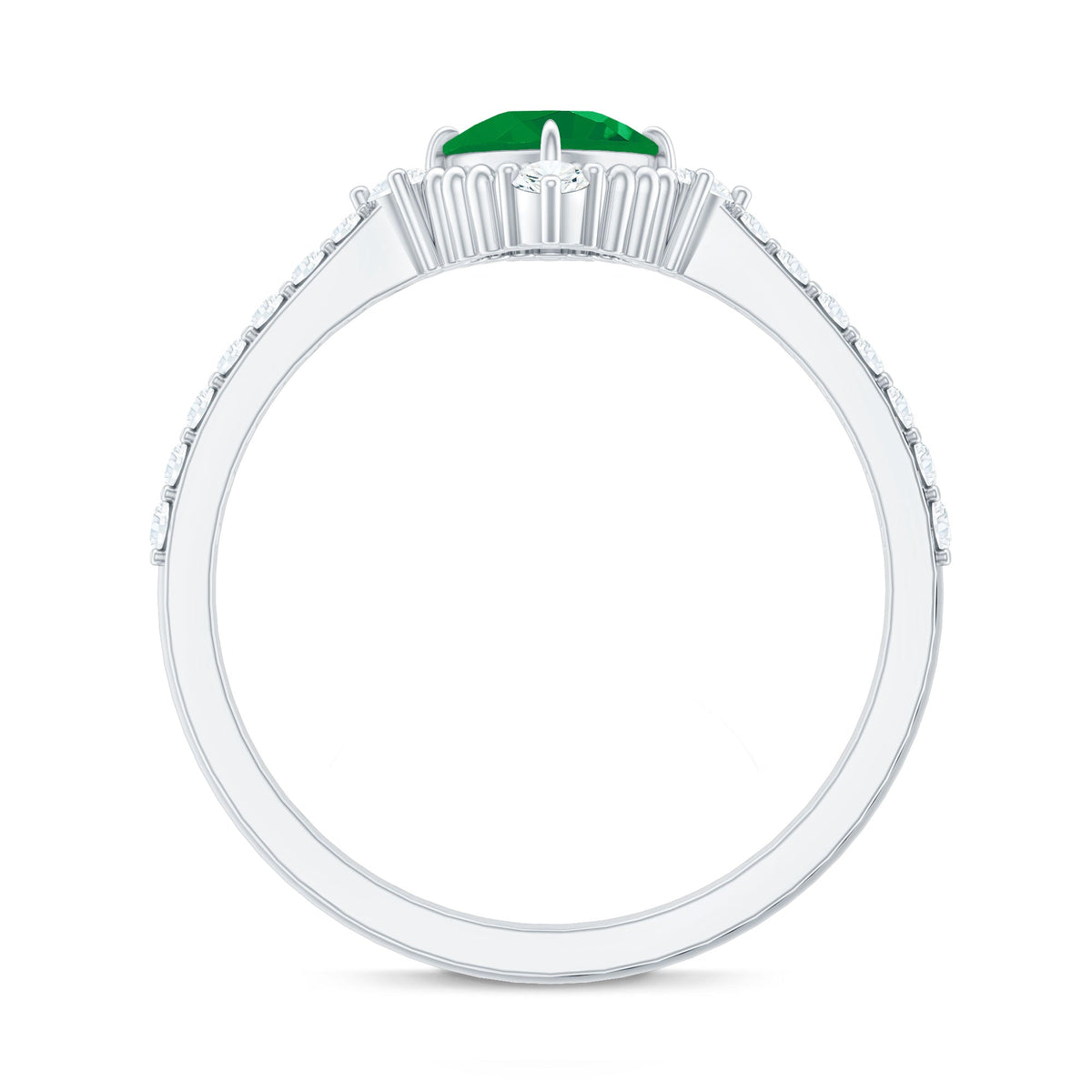 Emerald Engagement Ring – Vintage Cushion Cut Diamond Ring with Beaded Detailing