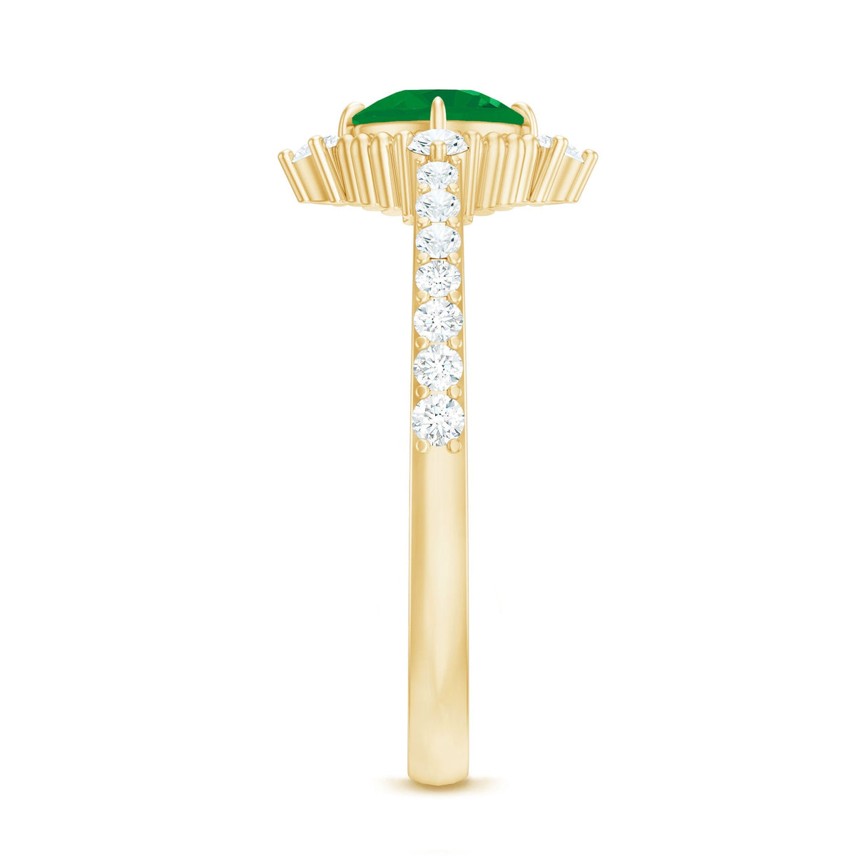 Emerald Engagement Ring – Vintage Cushion Cut Diamond Ring with Beaded Detailing