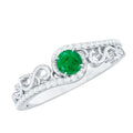 Emerald Engagement Ring – Vintage Diamond Bypass Shank Design Band