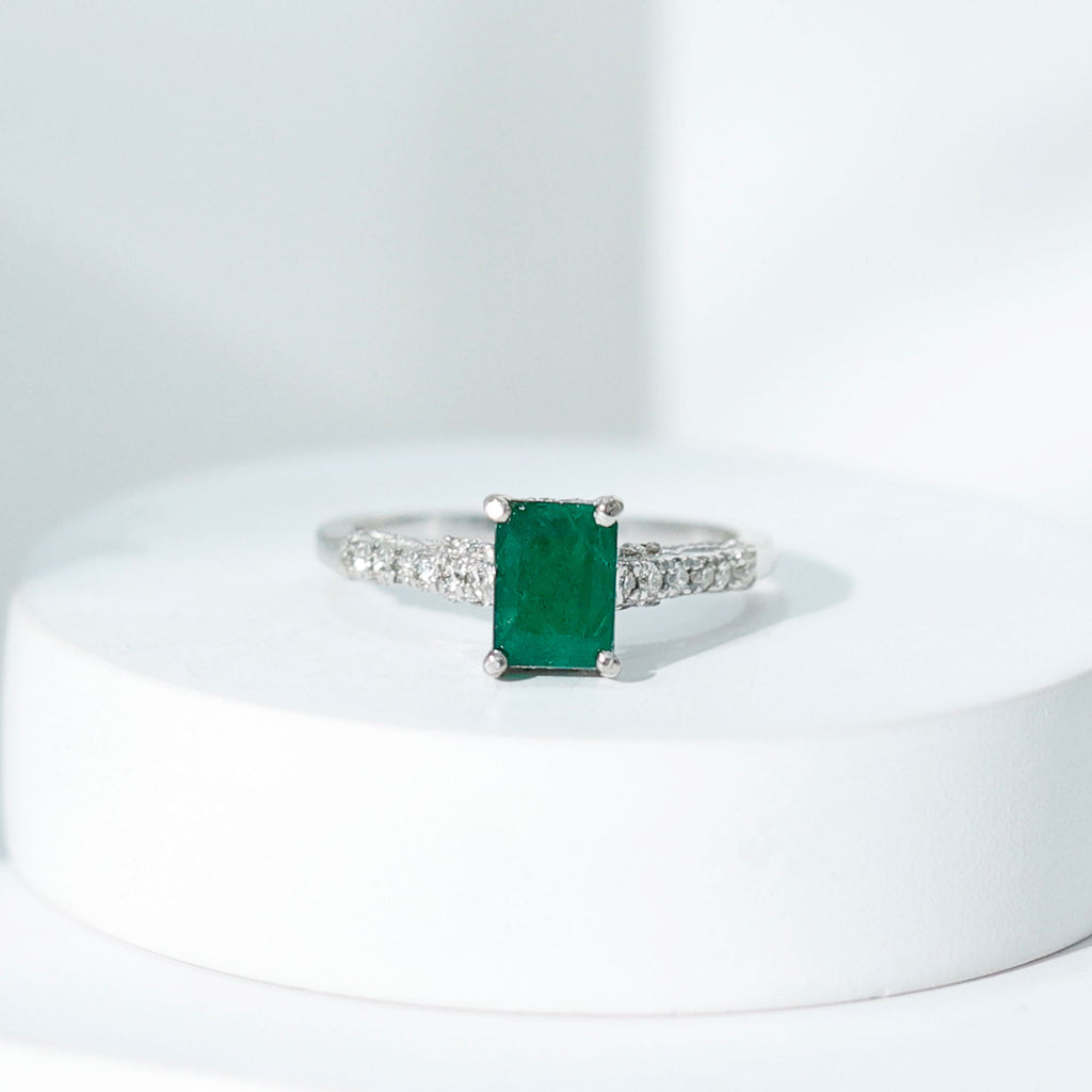 Emerald Engagement Ring – Vintage Inspired 1 Carat Emerald Cut Diamond Solitaire
