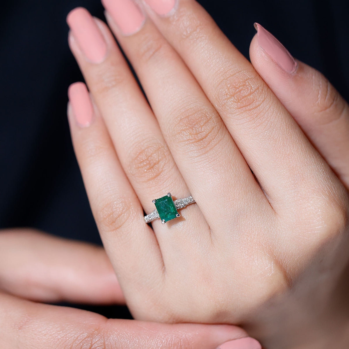Emerald Engagement Ring – Vintage Inspired 1 Carat Emerald Cut Diamond Solitaire