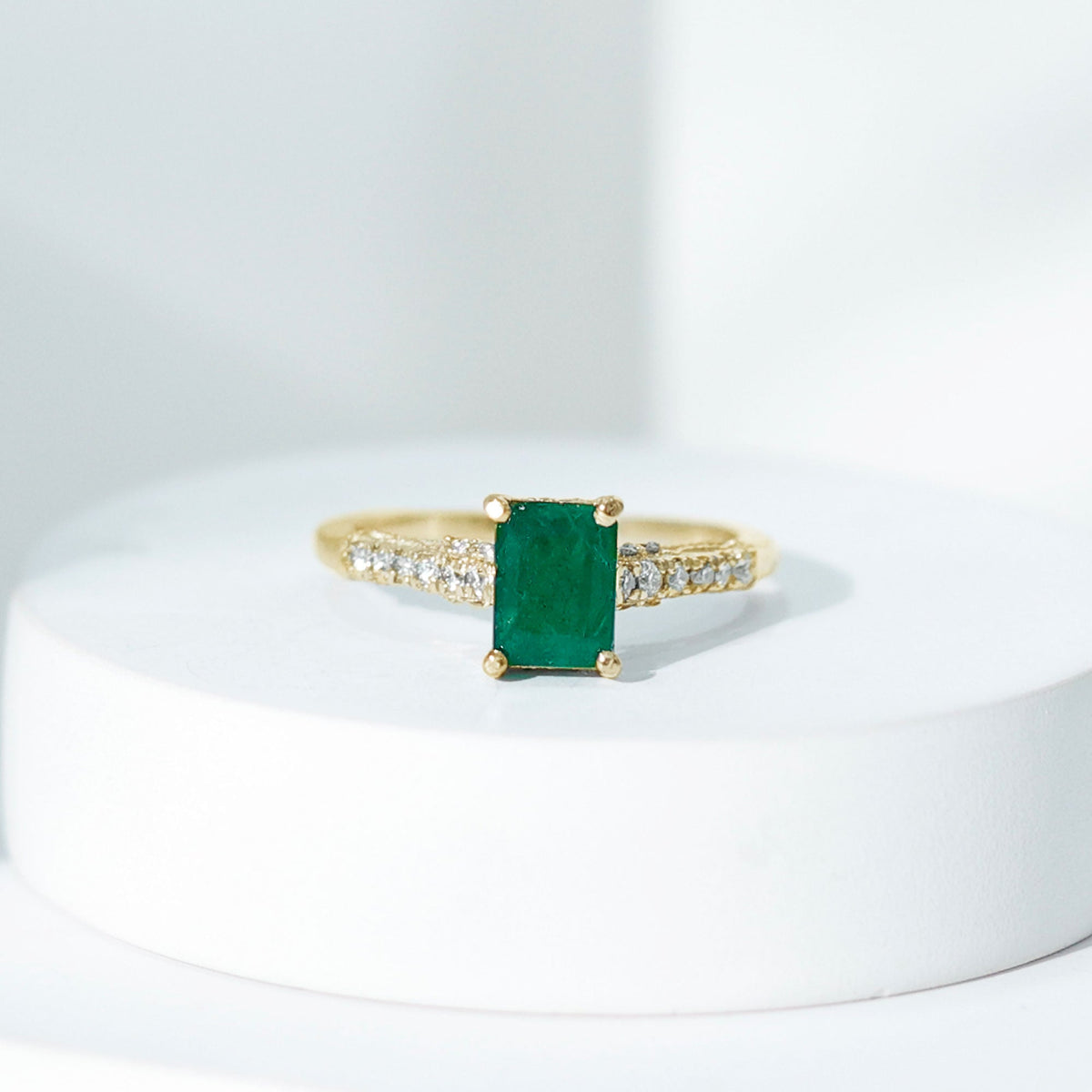 Emerald Engagement Ring – Vintage Inspired 1 Carat Emerald Cut Diamond Solitaire