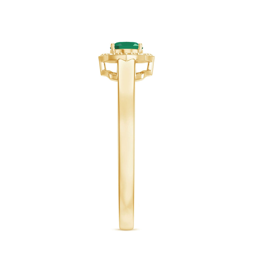 Emerald Engagement Ring – Vintage Oval Cut Solitaire Prong Setting AAA Quality
