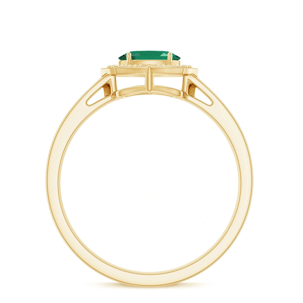 Emerald Engagement Ring – Vintage Oval Cut Solitaire Prong Setting AAA Quality