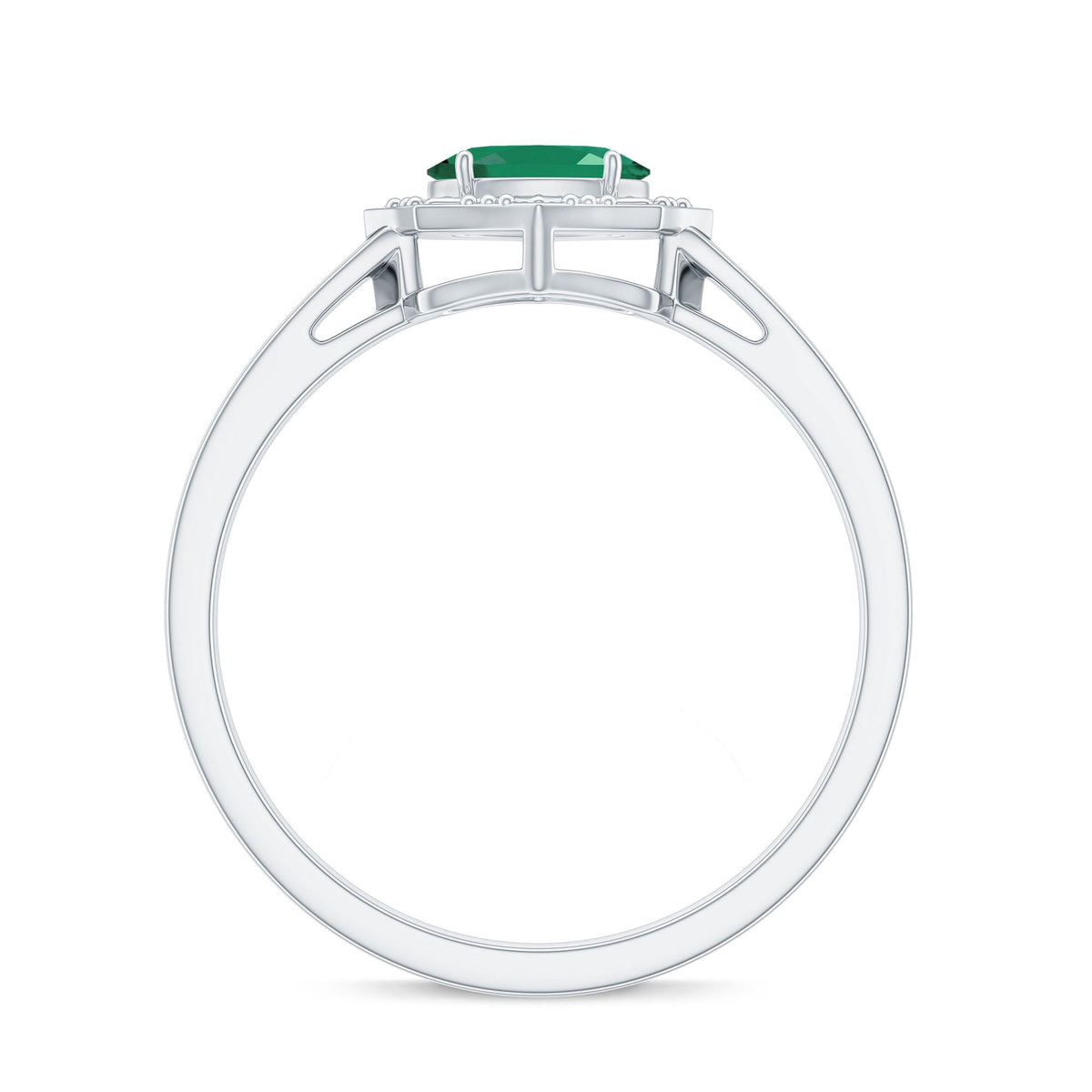 Emerald Engagement Ring – Vintage Oval Cut Solitaire Prong Setting AAA Quality