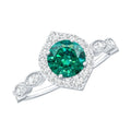 Emerald Engagement Ring - Vintage Style Halo Diamond Ring With Lab Grown Emerald