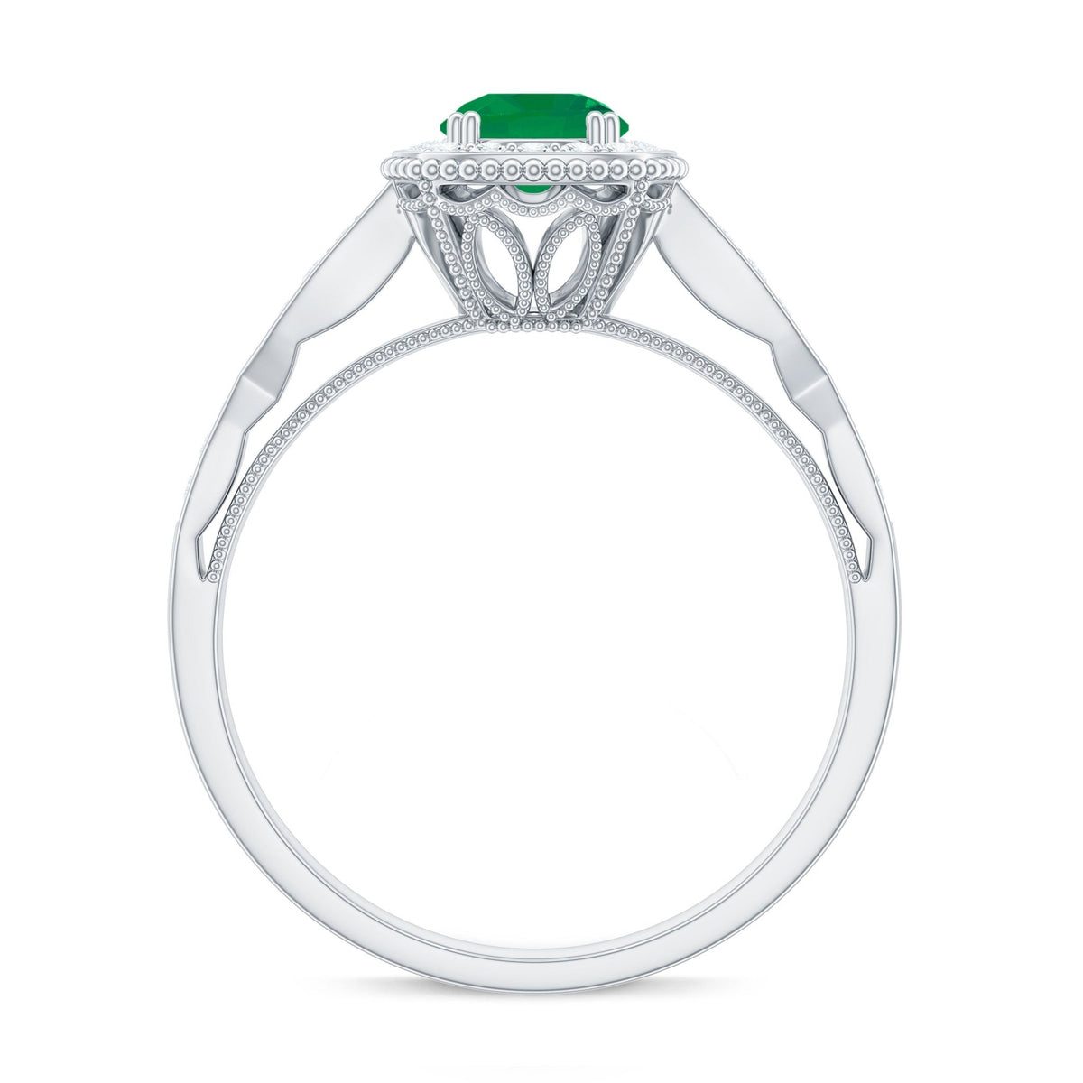 Emerald Engagement Ring – Vintage Style Jewelry With Diamond Halo Setting