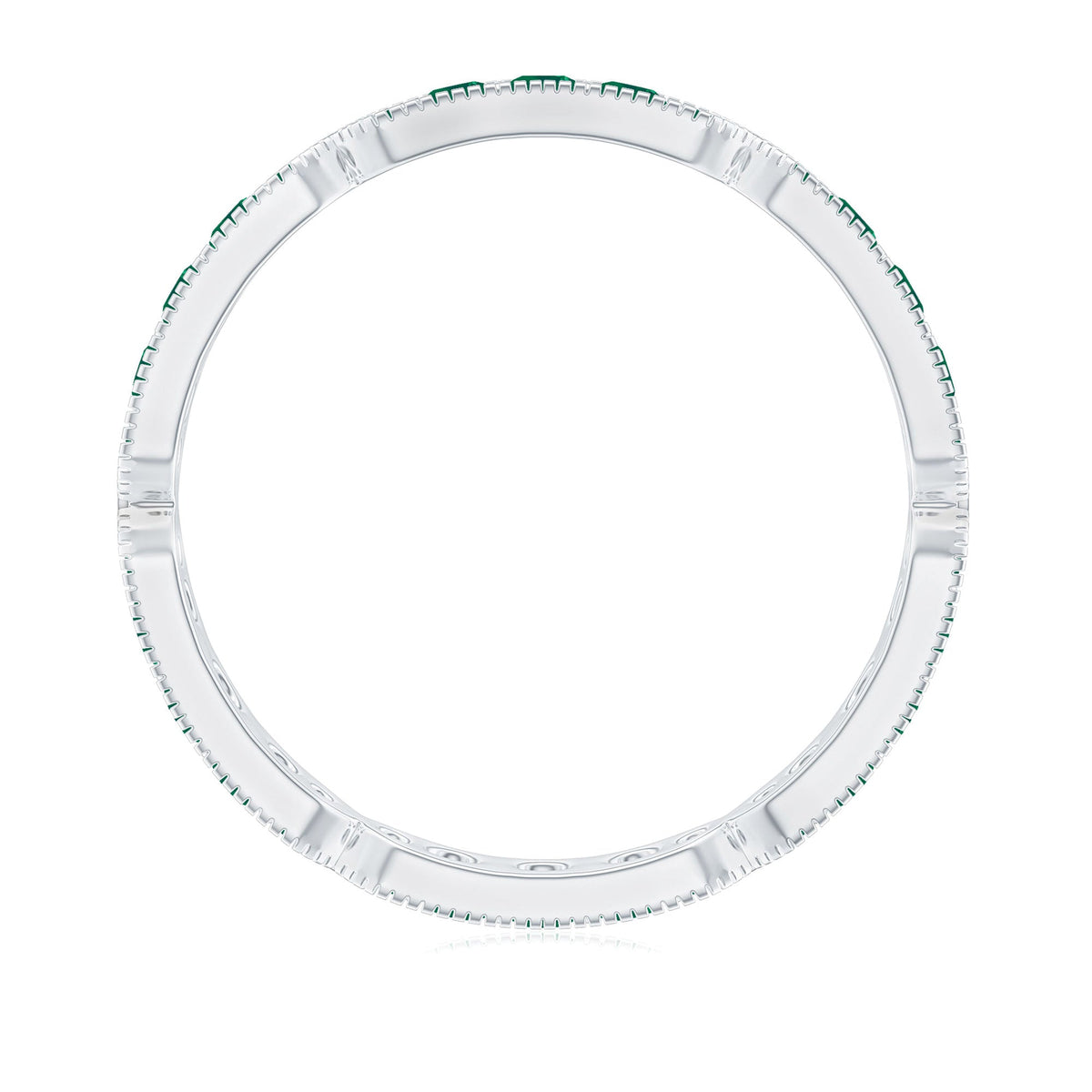 Emerald Eternity Band – Natural Emerald Wedding Ring With Milgrain Detail