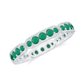 Emerald Eternity Band – Natural Emerald Wedding Ring With Milgrain Detail