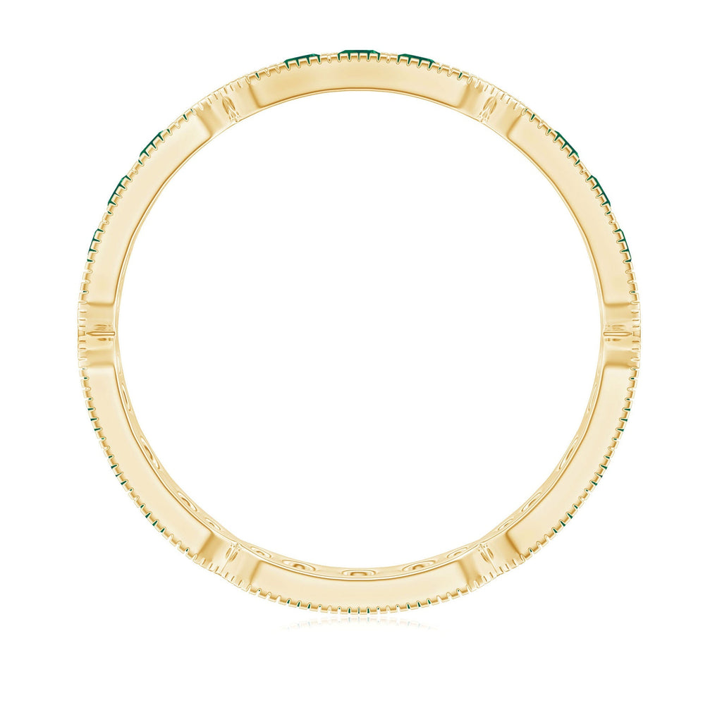 Emerald Eternity Band – Natural Emerald Wedding Ring With Milgrain Detail