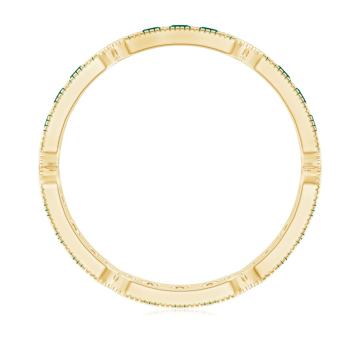 Emerald Eternity Band – Natural Emerald Wedding Ring With Milgrain Detail