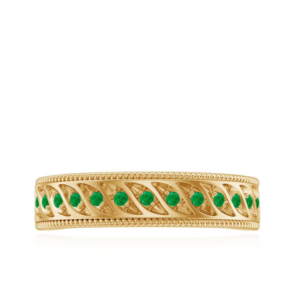 Emerald Eternity Band – Vintage Inspired Half Eternity Ring With AAA Quality Emerald