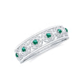 Emerald Eternity Band - Vintage Inspired Half Eternity Ring With Lab Created Emeralds