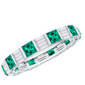 Emerald Eternity Band With Princess Cut Emerald & Baguette Moissanite | Timeless Stackable Ring