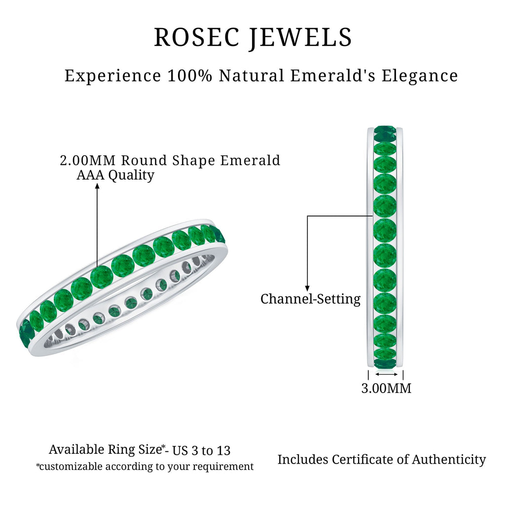 Emerald Eternity Ring – Channel Set Full Eternity Band with AAA Quality Emeralds