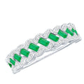 Emerald Eternity Ring – Diamond Braided Half Eternity Band With Baguette Emerald