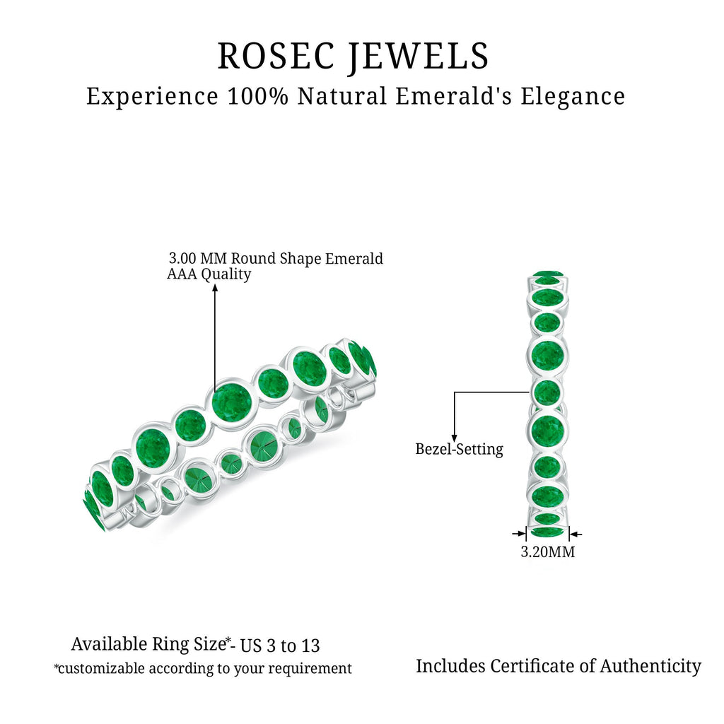 Emerald Eternity Ring - Full Eternity Band With AAA Quality Bezel Setting Stones