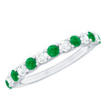 Emerald Eternity Ring – Half Eternity Band With Trellis Setting & Diamonds by Rosec Jewels