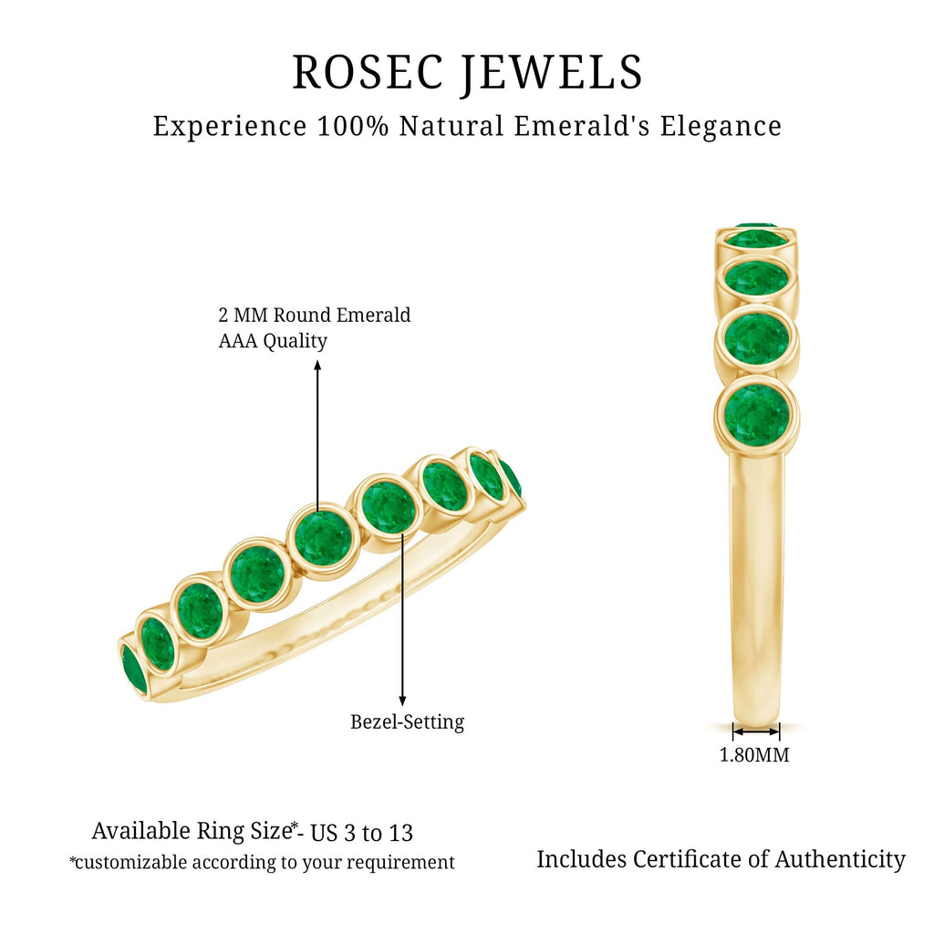 Emerald Eternity Ring – Half Eternity Bezel Set Stackable Green Gemstone Jewelry