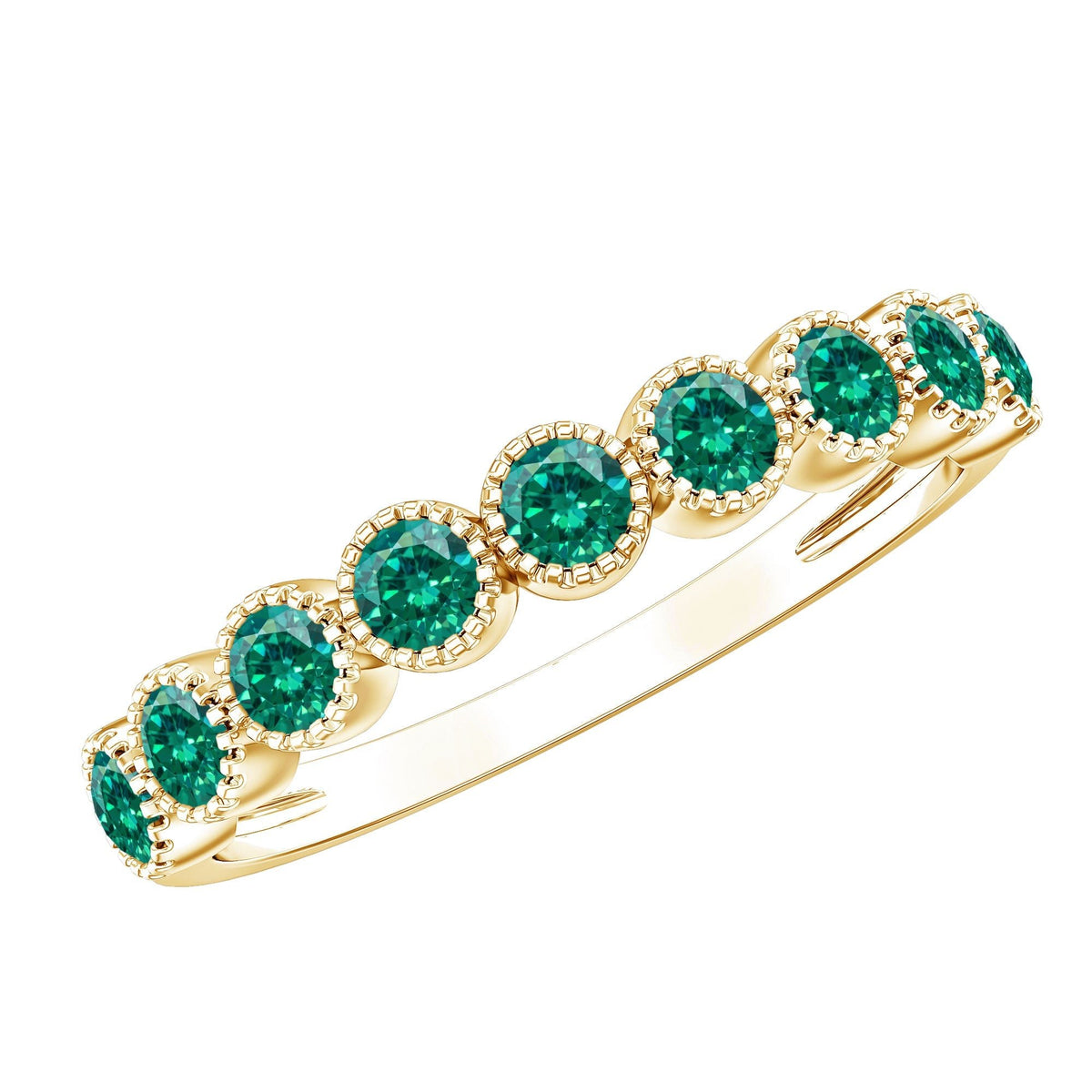 Emerald Eternity Ring – Lab Created Emerald Full Eternity Band in Bezel Setting