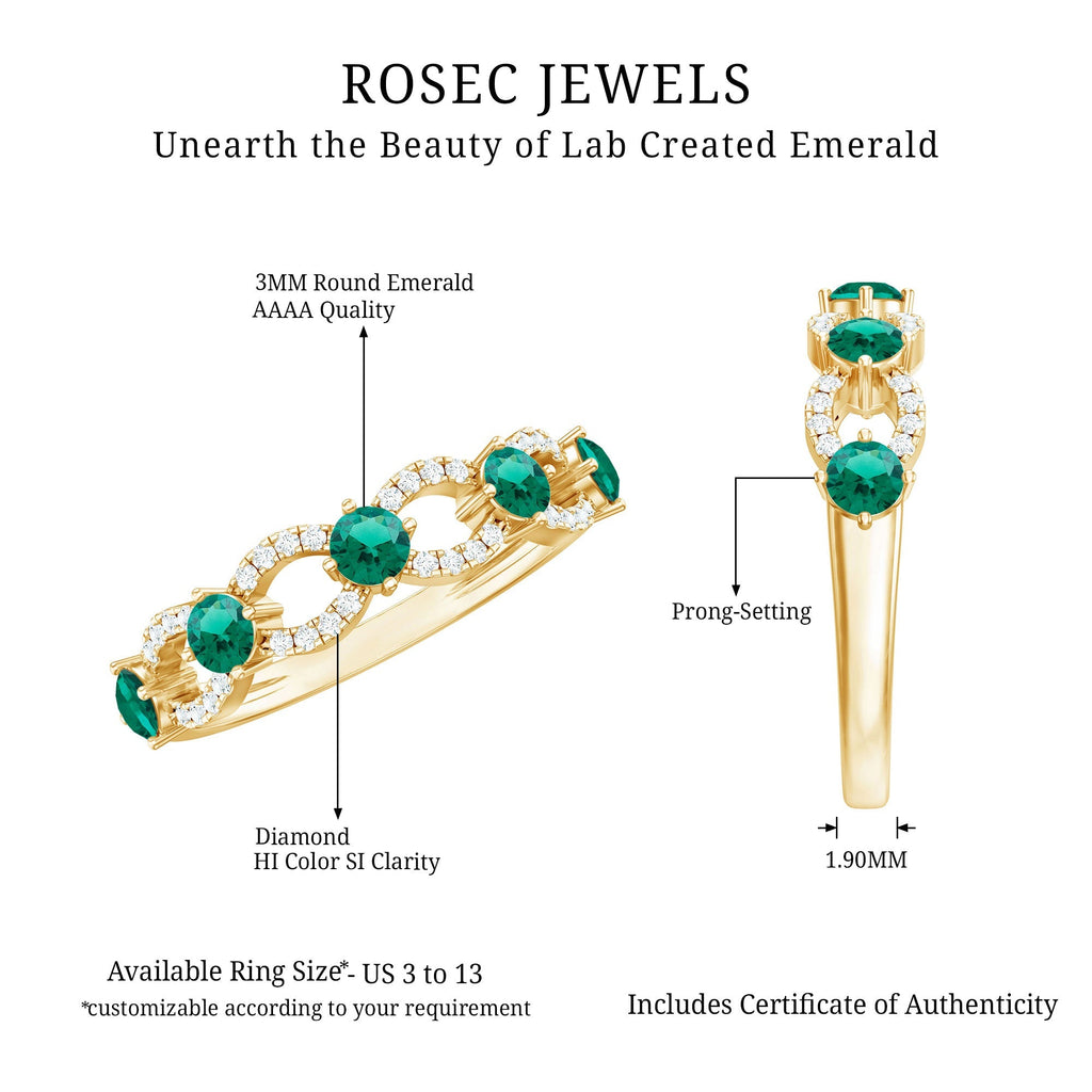 Emerald Eternity Ring – Lab Grown Emerald Full Eternity Band with Diamond Accents
