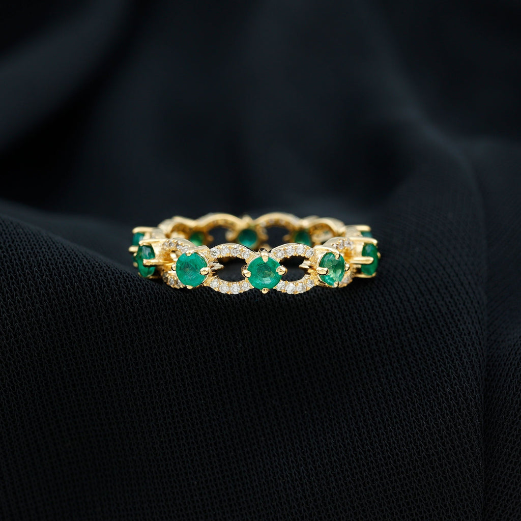 Emerald Eternity Ring – Lab Grown Emerald Full Eternity Band with Diamond Accents