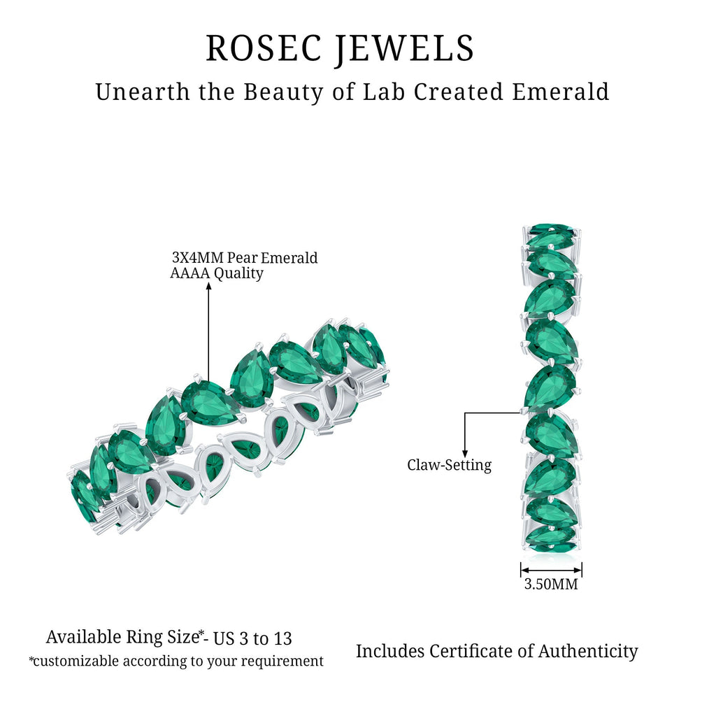 Emerald Eternity Ring – Lab Grown Pear Cut Emerald Full Eternity Band