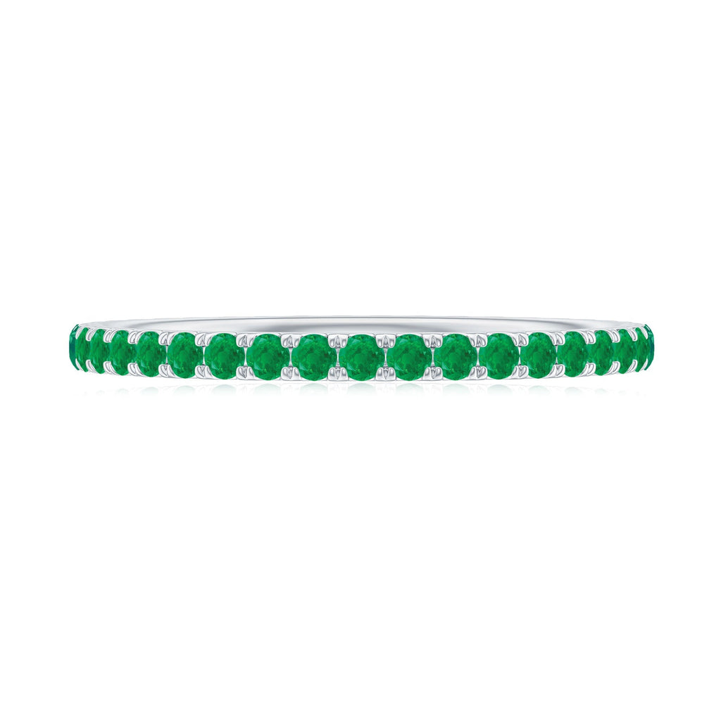 Emerald Eternity Ring – Slim Stackable Green Gemstone Band for Women | AAA Quality