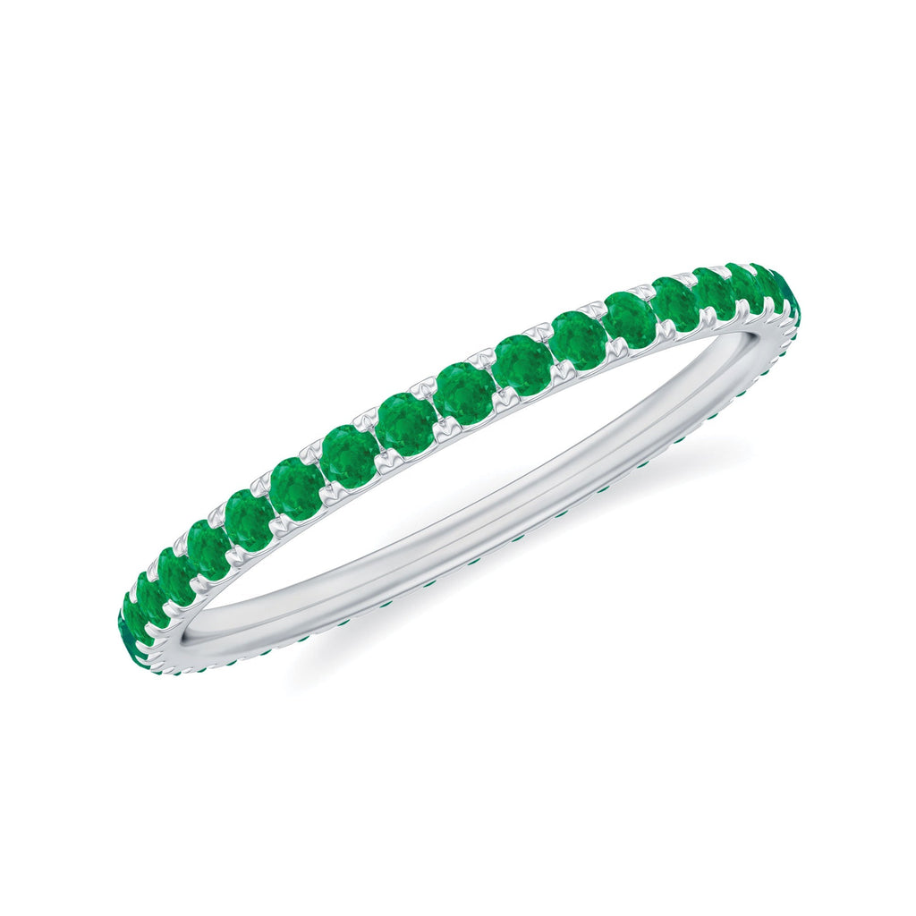 Emerald Eternity Ring – Slim Stackable Green Gemstone Band for Women | AAA Quality