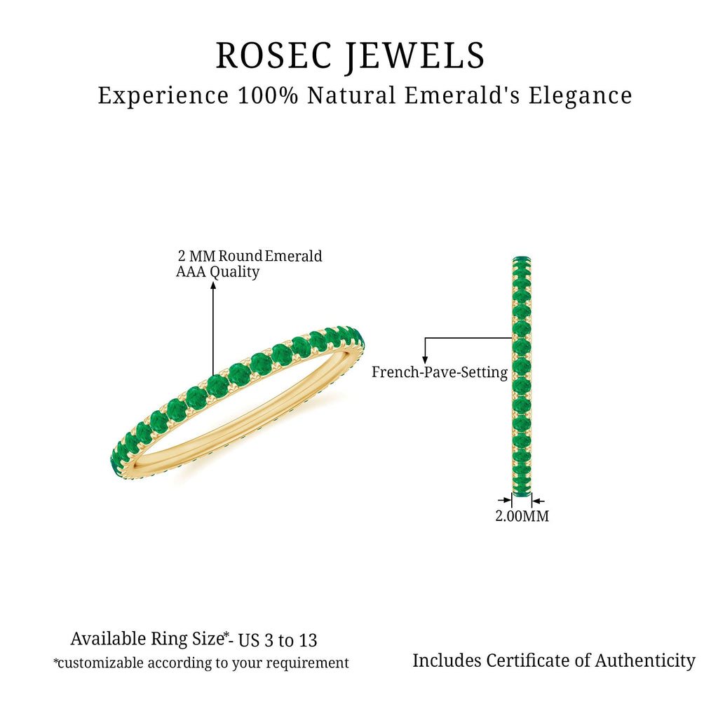 Emerald Eternity Ring – Slim Stackable Green Gemstone Band for Women | AAA Quality