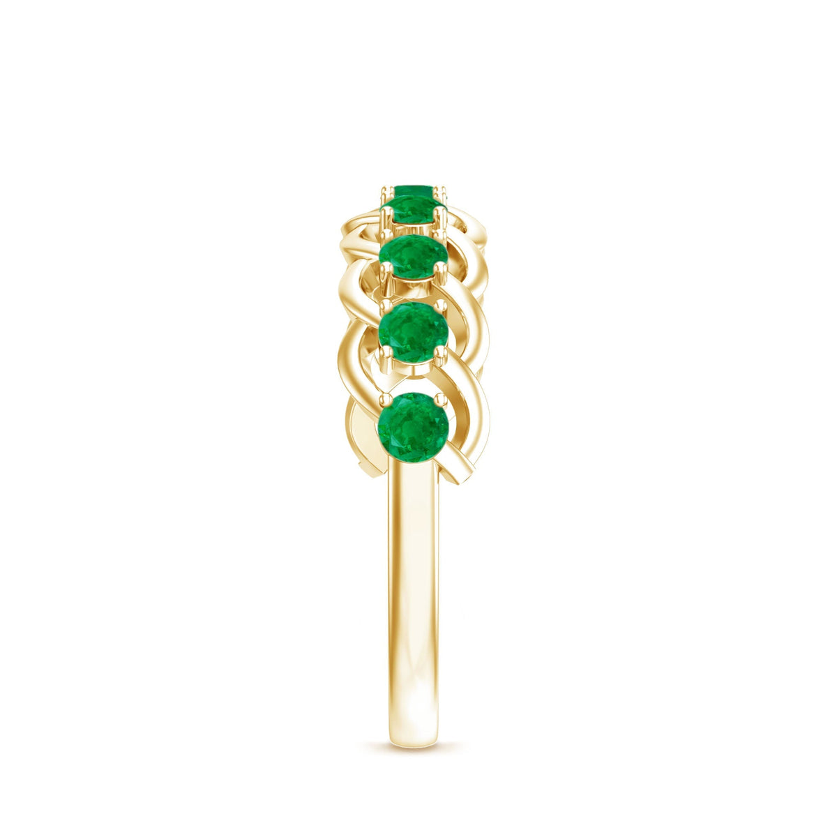 Emerald Half Eternity Band – Braided Wedding Band with AAA Quality Green Gemstones