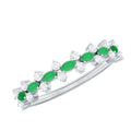 Emerald Half Eternity Ring - Genuine Green Emerald & Diamond Band for Women